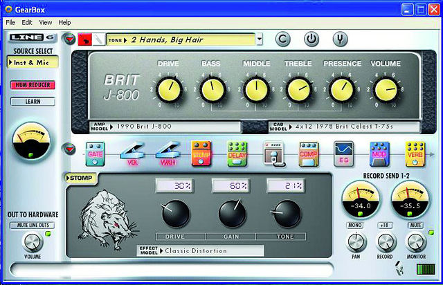 The GearBox software interface packaged with TonePort
